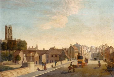 Maisema kirkon kanssa, n.1790 (öljy kankaalle)