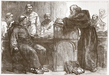 Lefevre luennoi Sorbonnessa, kuvitus James Aitken Wylien (1808-1890) teoksesta The History of Protestantism, pub. 1878