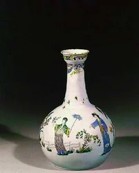 Liverpoolin vesipullo emaloidulla chinoiserie-koristeella, n.1750 (keramiikka)