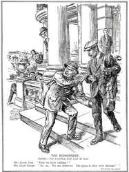 Lloyd George ja Bonar Law Coalition Golf Clubilla, jotka pelkäävät Anti-Waste-liigaa, joutuvat luopumaan caddien ylellisyydestä. joulukuuta, 1920