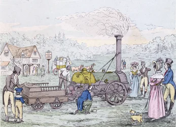 Veturimoottori, raketti vuonna 1830, rakennutti George Stephenson (1781-1848) (akvatinta)