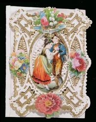 Rakkaus, viattomuus, ystävänpäiväkortti, n. 1870 (värilitho paperille)
