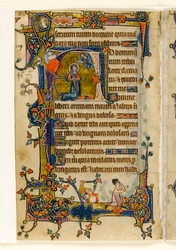MS 1-2005, fol. 182v: David Praying, historiallinen alkukirja Macclesfield Psalterista, Use of Sarum, East Anglia, n. 1330