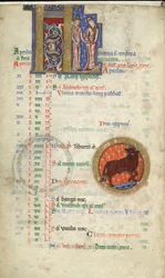 MS Hunter 229 f.2v April, Hunterian Psalter, n. 1170 (kynä ja muste, ja tempera vellum)