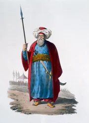 Mamelukkiupseeri, 1818 (värillinen akvatinta)