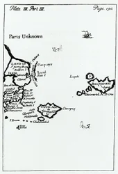 Jonathan Swiftin (1667-1745) Gullivers Travelsin kartta