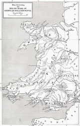 Kartta, joka havainnollistaa William Rufusin ja Henry I:n Walesin sotia, J. R. Greenin teoksesta A Short History of the English People, julkaistu 1893