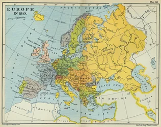 Euroopan kartta vuonna 1910 (väri litho)