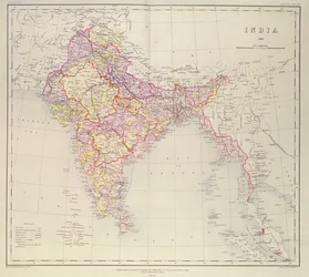 Intian kartta, julkaistu eversti H.R. Thuillier, R.E., Surveyor General of India, 1882