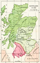 Skotlannin kartta vuodelta 1290, J. R. Greenin teoksesta "Englannin kansan lyhyt historia", julkaistu 1893