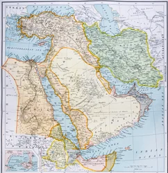 Turkin, Lähi-idän, Afrikan sarven ja Persianlahden kartta 1890-luvulta, teoksesta "The Citizen