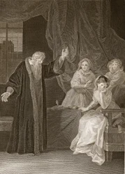Mary Queen of Scots moitti Knox, kuvitus David Humesilta The History of England, pub. R. Bowyer, Lontoo, 1812