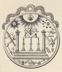 Vapaamuurarisinetti, teoksesta "The History of Freemasonry, osa III", julkaisija Thomas C. Jack, Lontoo, 1883