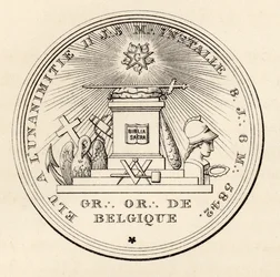Vapaamuurarisinetti, teoksesta "The History of Freemasonry, osa III", julkaisija Thomas C. Jack, Lontoo, 1883