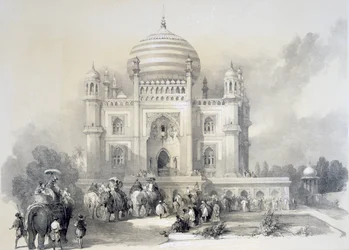 Jufhir Jungen mausoleumi, Delhi, Oriental Portfoliosta: Horace H. Wilsonin maalauksellisia kuvia Intian maisemista ja arkkitehtuurista, julkaistu 1841