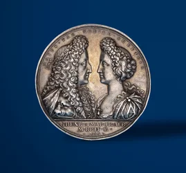 Vilhelmin ja Marian kruunajaisia muistava mitali, 1689 (teoksen 419668 etupuoli)