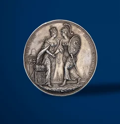 Vilhelmin ja Marian kruunajaisia muistava mitali, 1689 (teoksen 419670 kääntöpuoli)