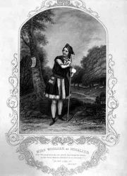 Miss Woolgar Rosalindina, III näytös, kohtaus 2, William Shakespearen (1564-1616) Kuten pidät, (kaiverrus)