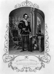 Mr. Creswick Hotspurina, näytöksen II kohtaus 3 Henry IV:stä (osa I) Paine of Islingtonin daguerrotyypistä, pub. Kirjailija: John Tallis & Co. (litho)