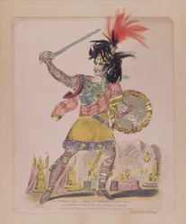 Mr. Gomersall Earl Douglasin roolissa The Ballad of Chevy Chasen pubista. Orlando Hodgson, 1832 (kaiverrus ja kollaasi)
