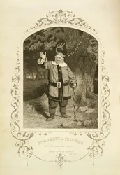 Mr Hackett Falstaffina, näytös V kohtaus 5, William Shakespearen (1564-1616) teoksessa The Merry Wives of Windsor, George Hollis (1792-1842) kaiverrettu J. P. Mayallin (1810-1901) dagerrotypiaan (kaiverrus)