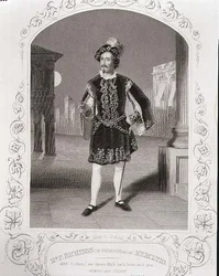 Mr P. Ritchings (Philadelphiasta) Mercutiona, Romeo ja Julia -elokuvan I kohtaus 4, dagerrotypiasta, pubista. Kirjailija: John Tallis & Co. (litho)