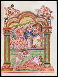 Ms 274 (Y-6) fol.37 The Dream and the Adoration of Magi, from Robert of Jumieges, n. 1016