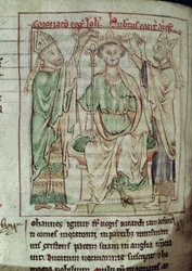 Ms 6712 (A.6.89) fol.144v King John (1167-1216), miniatyyri Flores Historiarumista, Matthew Paris, 1250-52