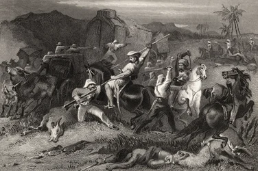 Night Sortie ja hyökkäys matkatavaravaunuja vastaan, vuonna 1858 julkaistusta The History of the Indian Mutinysta