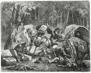 Aateliset ryöstävät matkustavia kauppiaita, 1882