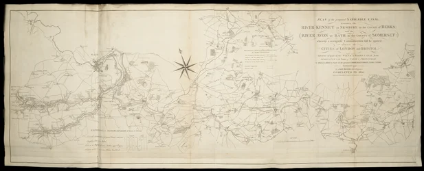Suunnitelma ehdotetusta purjehduskelpoisesta kanavasta Kennet-joen Newburyssa Berksissä ja Avon-joen välillä Somersetissa: jolla avataan purjehduskelpoinen yhteys Lontoon ja Bristolin välillä [myös] Wilts & Berks & Somerset Coal Canals / Tutkinut... John R