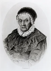 Joseph Brownin kaivertama Caroline Herschelin (1750-1848) muotokuva 92-vuotiaana