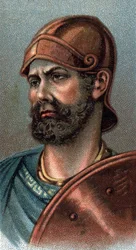 Hannibal Barcan muotokuva - Hannibalin eli Annibal Barcan (n. 247-183 eaa.) muotokuva, sotapäällikkö ja karthagolainen valtiomies - Sarjasta "Ihmiskunnan johtajat" - 1900-luku