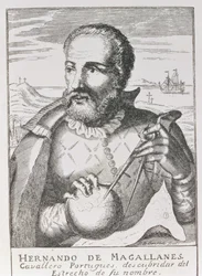 Hernando de Magallanesin (n. 1480-1521) muotokuva julkaisusta "The Narrative and Critical History of America", toimittanut Jusin Winsor, Lontoo, 1886