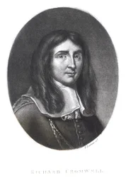 Richard Earlomin (1743-1822) kaivertama Richard Cromwellin (1626-1712) muotokuva teoksesta "Illustrious Characters in British History" (mezzotint)
