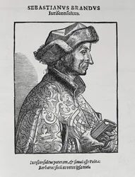 Muotokuva Sebastian Brantista (n. 1458-1521) julkaisusta The Narrative and Critical History of America, toimittanut Justin Winsor, Lontoo, 1886