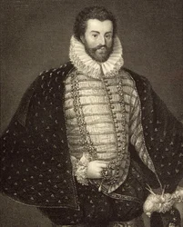 Sir Christopher Hattonin (1540-91) muotokuva "Lodge