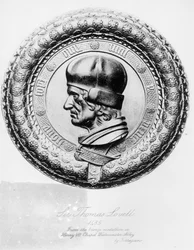 Muotokuva Sir Thomas Lovellista (k. 1524) vuonna 1485, pronssimitalonista Henry VII Chapel Westminster Abbeyssä Torregianon (litho) (mv. kuva)