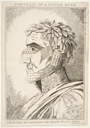 Jaloherttuan muotokuva, luulen, että tällä päällä on kykyjä sotilasasioihin, pubi Thos McLean, 1829