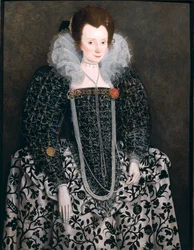 Naisen muotokuva, joka on perinteisesti tunnistettu Mary Cloptoniksi (syntynyt Waldegrave) Kentwell Hallista, Suffolkista, n. 1600