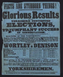 Juliste, jolla juhlitaan konservatiiviehdokkaiden voittoa Yorkshiren parlamenttivaaleissa.
