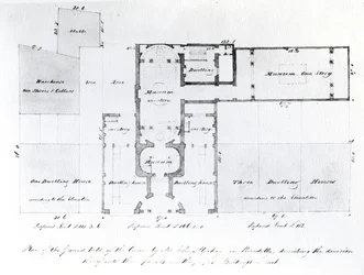 Ehdotettu pohjapiirros Egyptin Hallille, Picadilly, 1810 (muste paperille)