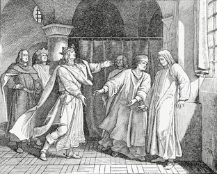 Roomalaisten kuninkaan Ludvig IV:n sovinto Saksan kuninkaan Frederick Kauniin kanssa vuonna 1325, 1882