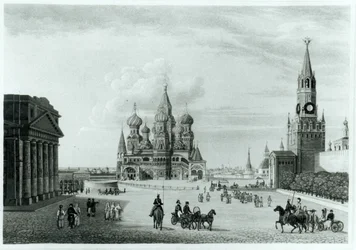 Punainen tori, Moskova, Robert Lyallin teoksesta The Character of the Russians and a Detailed History of Muscovy, julkaistu 1823