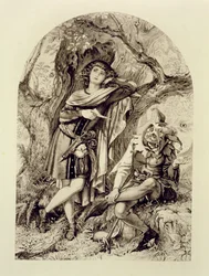 Rosalind ja Touchstone, näytös III, kohtaus 2, kuten haluat, William Shakespeare (1564-1616)