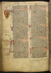 Royal 14 C.VII ff.86v Reunuksen koristelu Richard Leijonasydämen vaakunalla, kuva julkaisusta "Matthew Paris, Historia Anglorum, Chronica majora, Part III"
