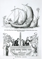 Saxon Ship, kaiverruksesta Strutts Chronicle of Englandissa ja viinipuristin