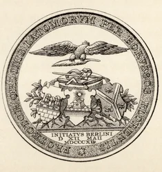 Berliinin vapaamuurarien sinetti, 1812, teoksesta "Vapaamuurariuden historia, osa III", julkaissut Thomas C. Jack, Lontoo, 1883