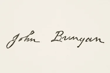 John Bunyanin allekirjoitus William Hickman Smith Aubreyn (1858-1916) teoksesta The National and Domestic History of England, julkaistu Lontoossa, noin 1890