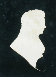 Michael Faradayn (1800-79) siluetti hänen omasta leikekirjastaan.